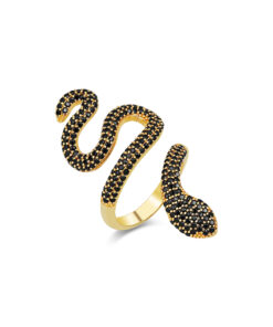 Glamorous Snake Ring - Gold & Black