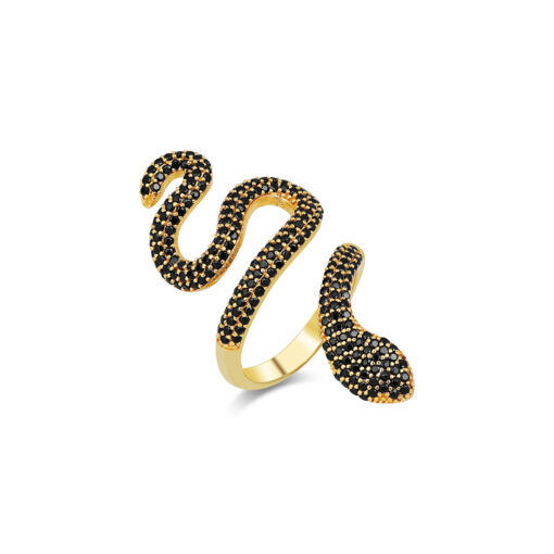 Glamorous Snake Ring - Gold & Black