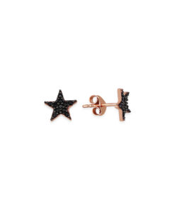 Sparkling Star Earrings - Rose Gold & Black