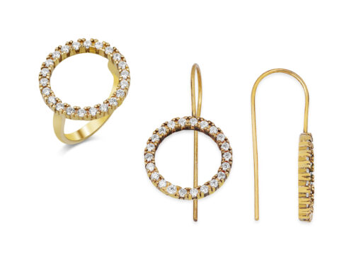 CZ Halo Jewelry Set - Gold - Image 5