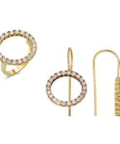 CZ Halo Jewelry Set - Gold
