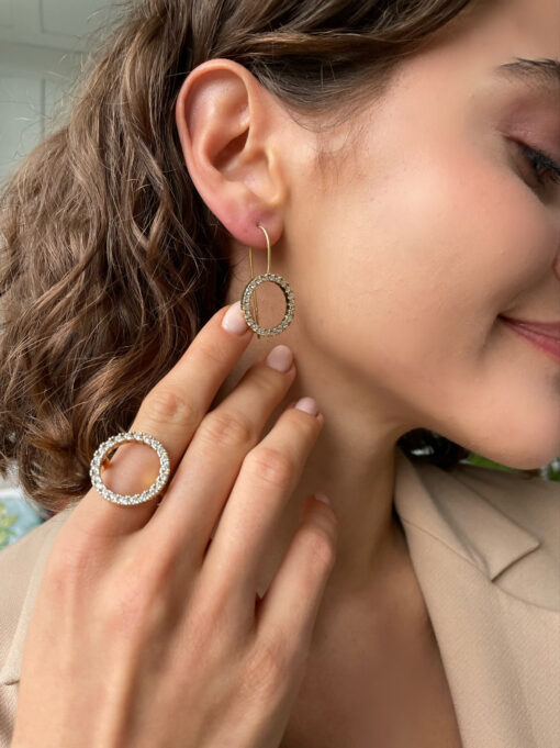 CZ Halo Ring - Gold & Crystal - Image 4