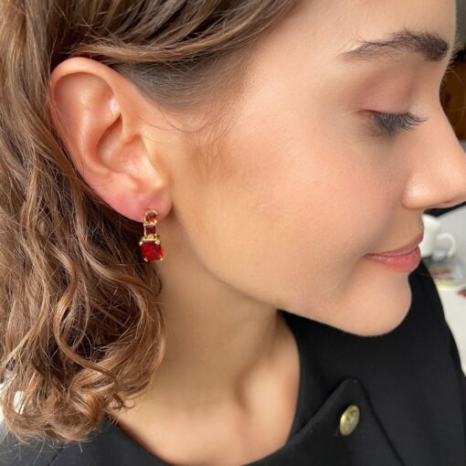 Baguette Birthstone Earrings - Image 4