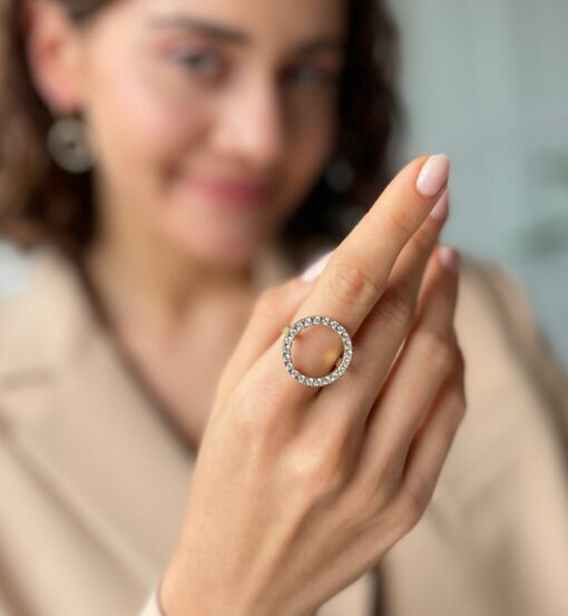 CZ Halo Ring - Gold & Crystal - Image 2