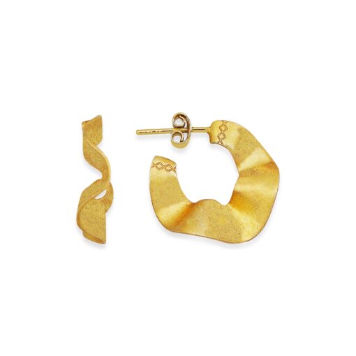 Gold Antique Plated Wavy Earrings - Image 4