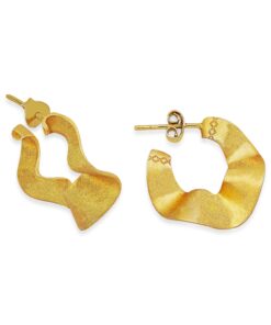 Gold Antique Plated Wavy Earrings