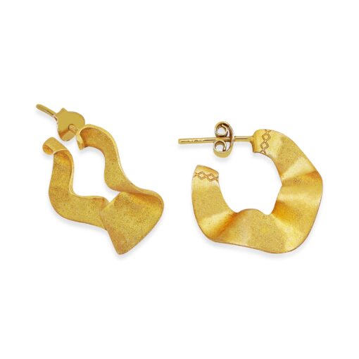 Gold Antique Plated Wavy Earrings