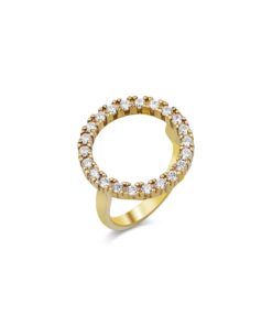 CZ Halo Ring - Gold & Crystal