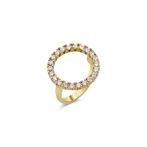 CZ Halo Ring - Gold & Crystal