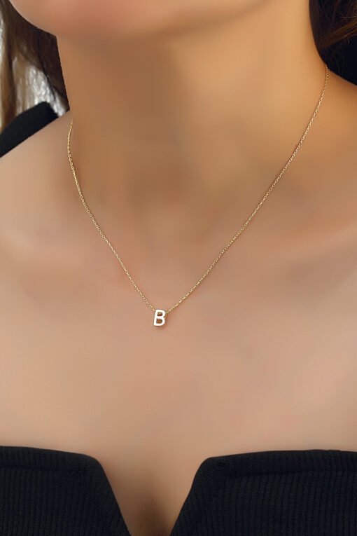 9K-14K-18K Solid Gold Initial Necklace - Image 5