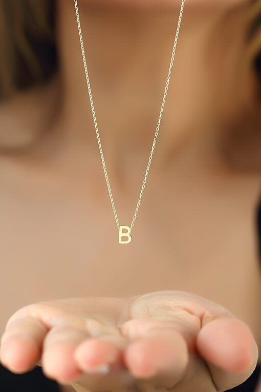 9K-14K-18K Solid Gold Initial Necklace - Image 6