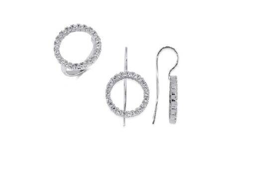 CZ Halo Jewelry Set - Silver