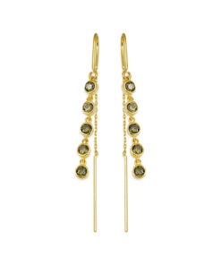 Olive Gemstone Long Dangle Earrings