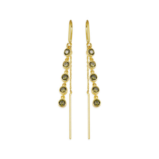 Olive Gemstone Long Dangle Earrings