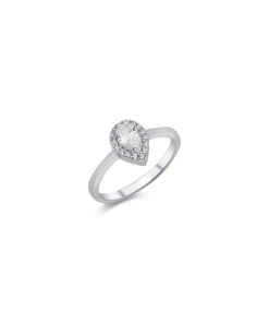 CZ Teardrop Ring - Silver & Crystal