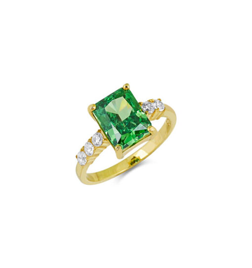 Gold Plated Sparkling Emerald Ring