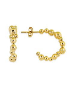 Handmade Beaded Bubble Hoop Earrings - Gold