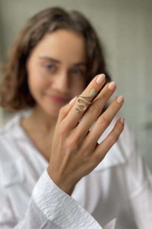 Glamorous Snake Ring - Gold & White - Image 5