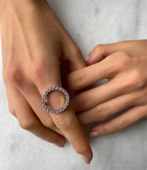 CZ Halo Ring - Silver & Tourmaline - Image 2