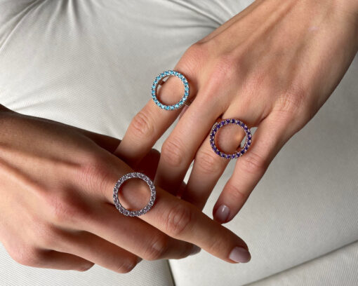CZ Halo Ring - Silver & Tourmaline - Image 4