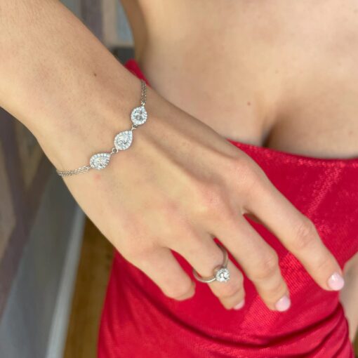 CZ Teardrop Jewelry Set - Silver & Crystal - Image 2