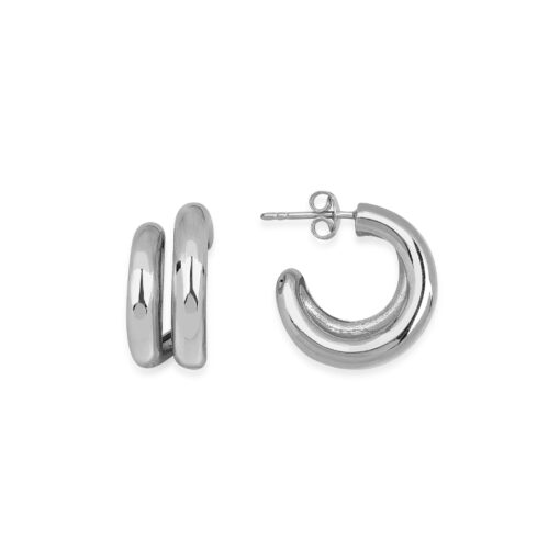 Chunky Hoop Earrings - Silver
