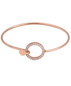 Cubic Zirconia Circle Cuff Bracelet - Rose Gold & Crystal