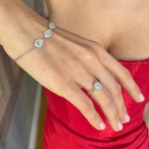 CZ Teardrop Ring - Silver & Crystal - Image 3