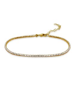 Cubic Zirconia Tennis Bracelet - Gold
