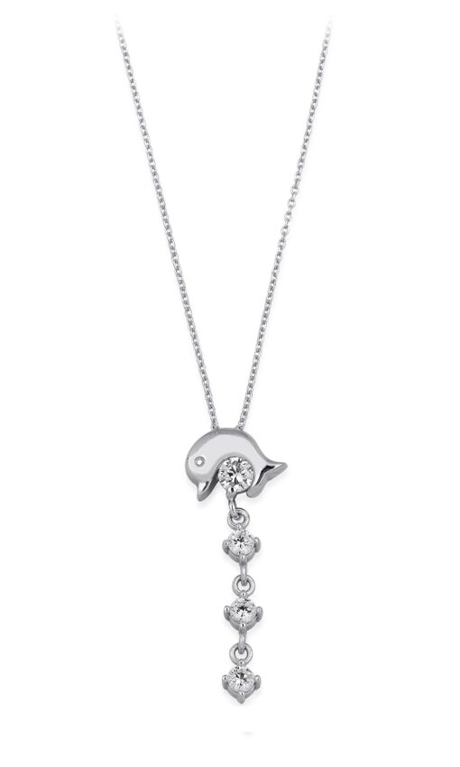 Dangling CZ Dolphin Necklace