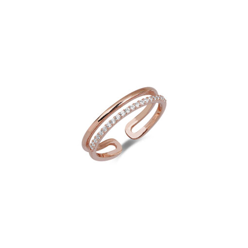 Elegant Double Band Eternity Ring - Rose Gold