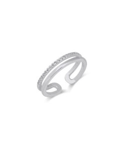 Elegant Double Band Eternity Ring - Silver