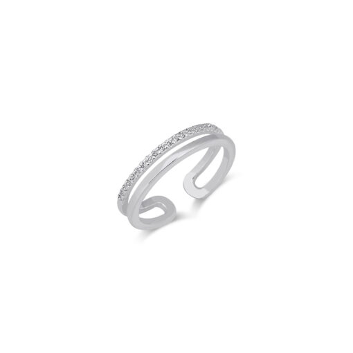 Elegant Double Band Eternity Ring - Silver