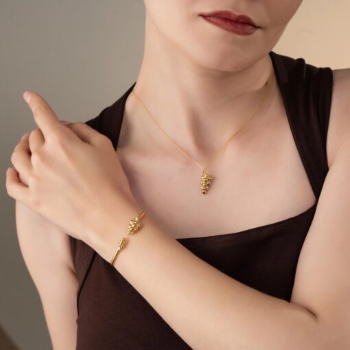 Beaded Cuff Bracelet - Gold - Image 3