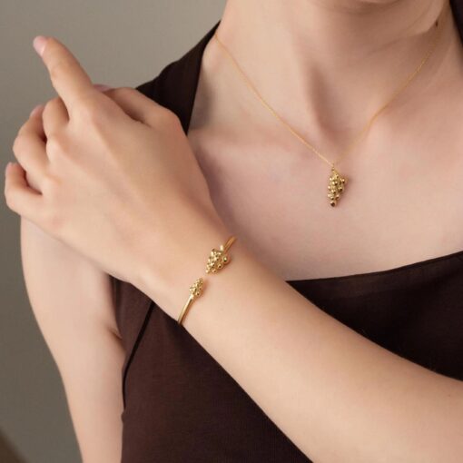 Beaded Cuff Bracelet - Gold - Image 4