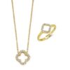Elegant Four Leaf Clover Jewelry Set - Gold Plating
