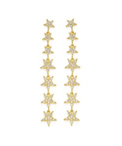 Star Lariat Dangle Earrings - Gold & White