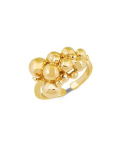 Chunky Silver Bead Cluster Ring - Gold