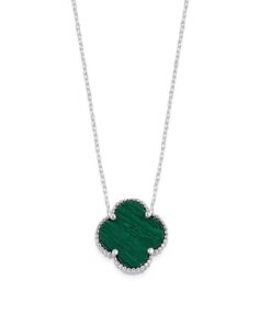 Lucky Clover Pendant Necklace - Silver & Green