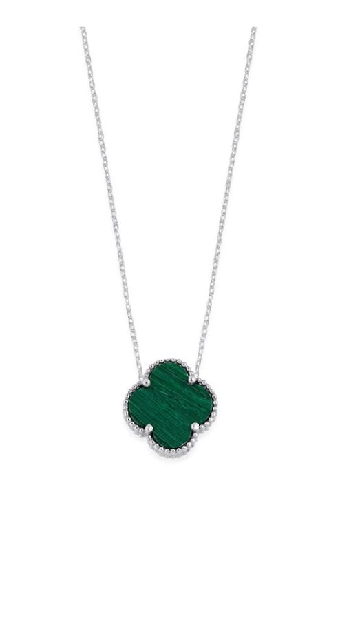 Lucky Clover Pendant Necklace - Silver & Green