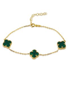 Triple Clover Lucky Charm Bracelet - Gold & Green