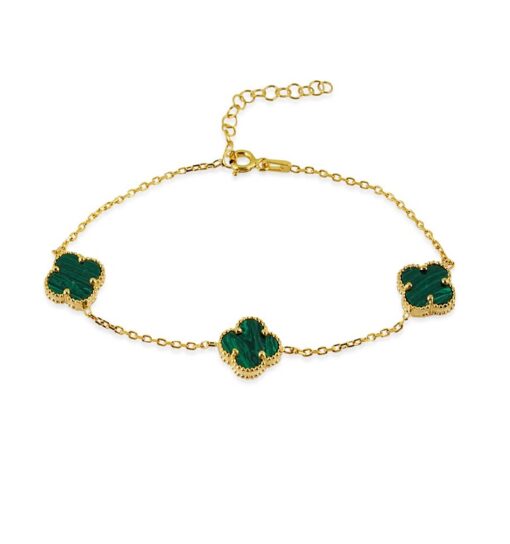 Triple Clover Lucky Charm Bracelet - Gold & Green