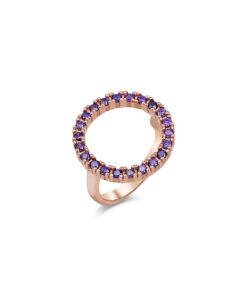CZ Halo Ring - Rose Gold & Amethyst