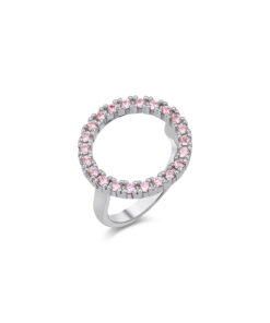 CZ Halo Ring - Silver & Tourmaline
