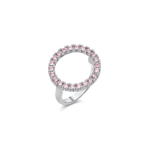 CZ Halo Ring - Silver & Tourmaline