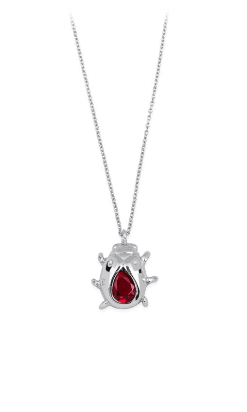 Ladybug Necklace with Red Garnet