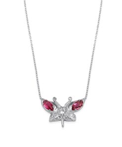Pink Tourmaline Butterfly Necklace
