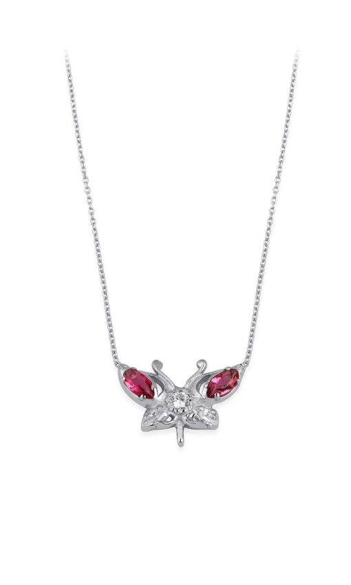 Pink Tourmaline Butterfly Necklace