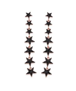 Star Lariat Dangle Earrings - Rose & Black