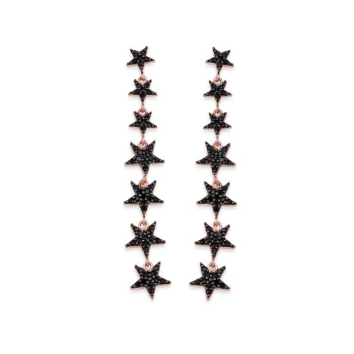 Star Lariat Dangle Earrings - Rose & Black